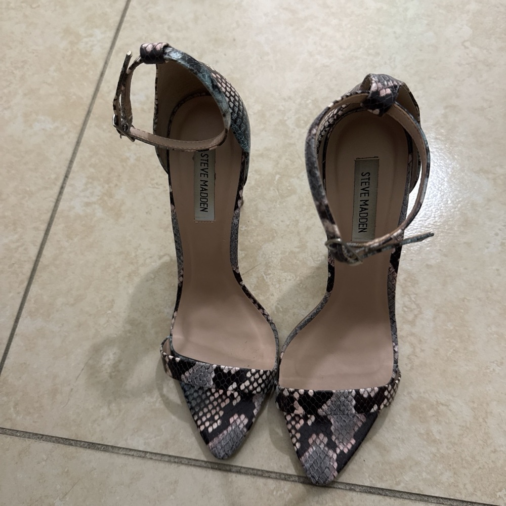 Steve Madden Snakeskin Heels - Black, Gray, and Pink